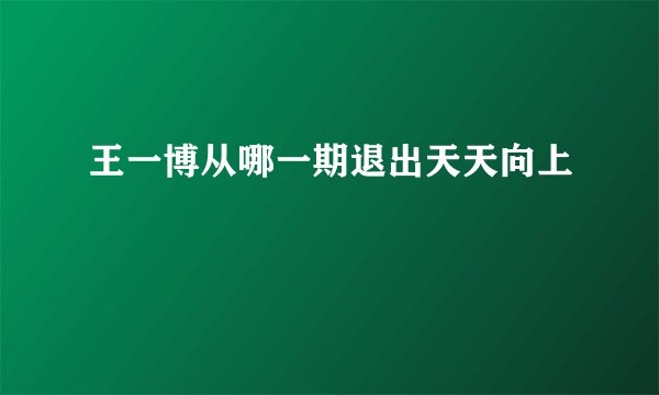 王一博从哪一期退出天天向上