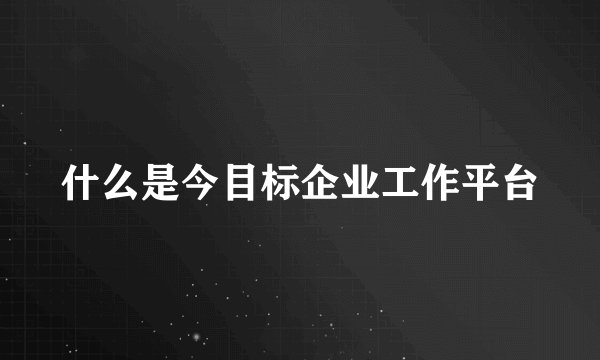 什么是今目标企业工作平台