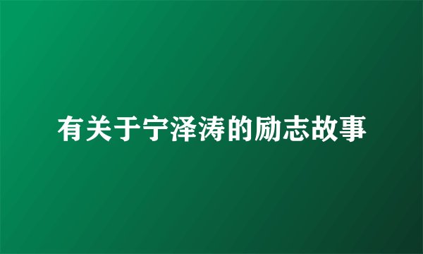 有关于宁泽涛的励志故事