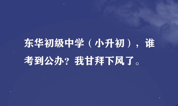 东华初级中学（小升初），谁考到公办？我甘拜下风了。