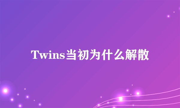 Twins当初为什么解散