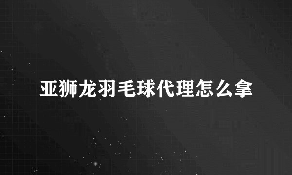 亚狮龙羽毛球代理怎么拿