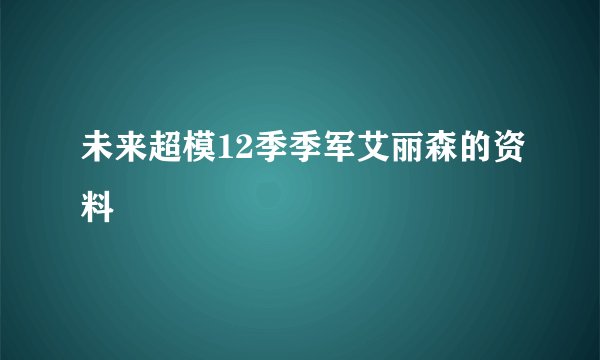 未来超模12季季军艾丽森的资料