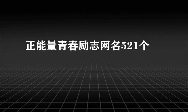 正能量青春励志网名521个