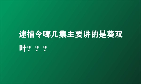 逮捕令哪几集主要讲的是葵双叶？？？