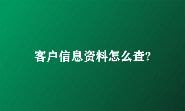 客户信息资料怎么查?