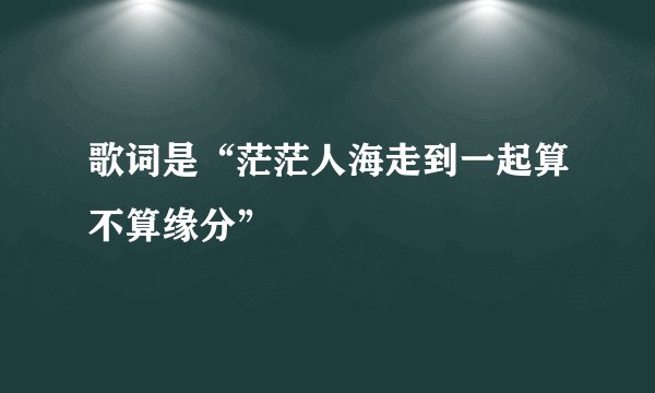 歌词是“茫茫人海走到一起算不算缘分”
