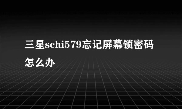 三星schi579忘记屏幕锁密码怎么办
