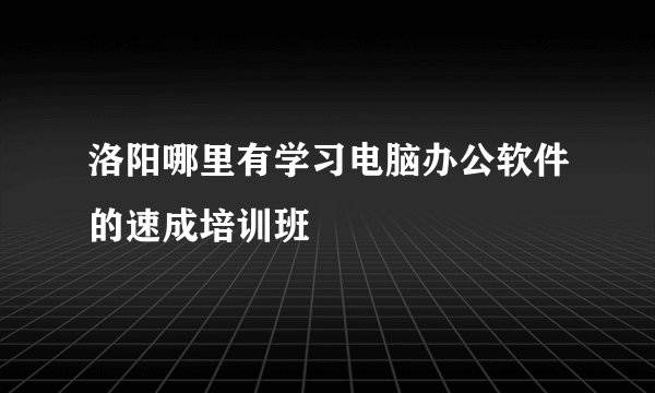 洛阳哪里有学习电脑办公软件的速成培训班