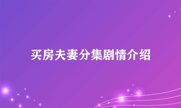 买房夫妻分集剧情介绍