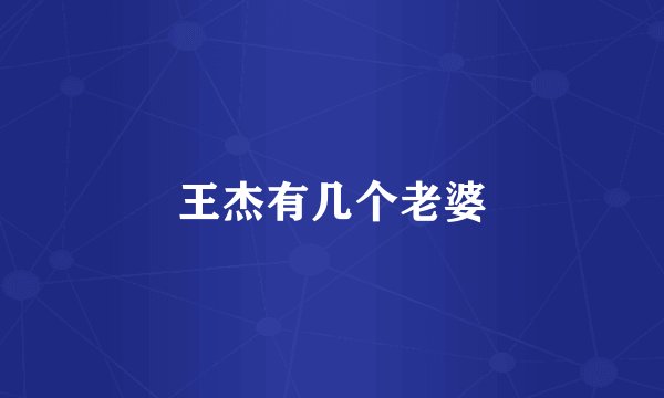 王杰有几个老婆
