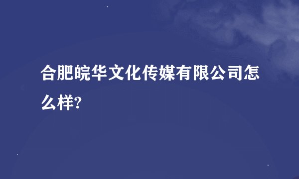 合肥皖华文化传媒有限公司怎么样?