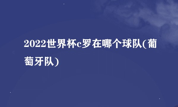 2022世界杯c罗在哪个球队(葡萄牙队)