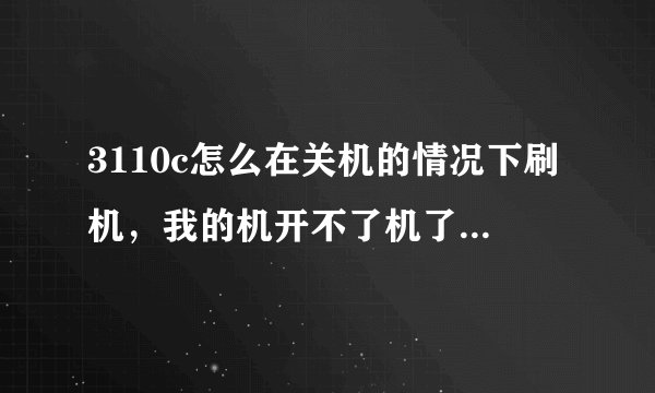 3110c怎么在关机的情况下刷机，我的机开不了机了一开机就闪白屏，然后自动关机了。