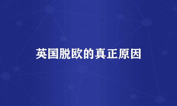 英国脱欧的真正原因