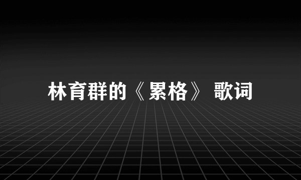 林育群的《累格》 歌词