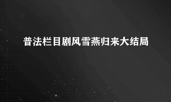 普法栏目剧风雪燕归来大结局