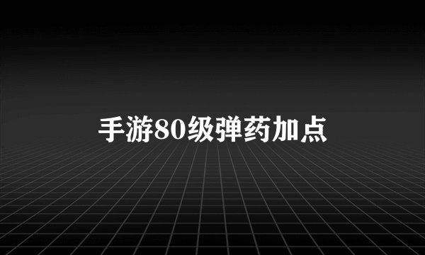 手游80级弹药加点