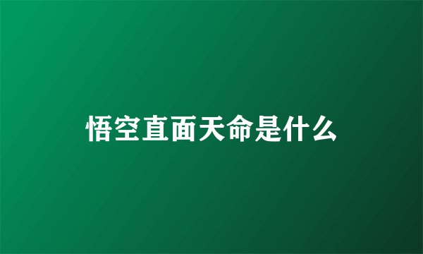 悟空直面天命是什么