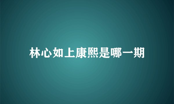 林心如上康熙是哪一期