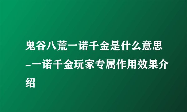 鬼谷八荒一诺千金是什么意思-一诺千金玩家专属作用效果介绍