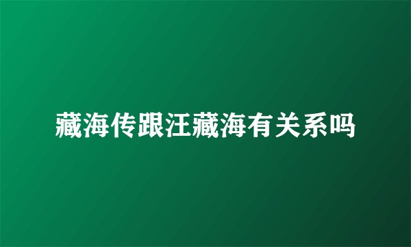 藏海传跟汪藏海有关系吗