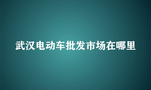 武汉电动车批发市场在哪里