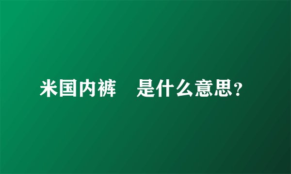 米国内裤 是什么意思？