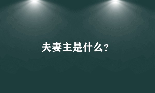 夫妻主是什么？