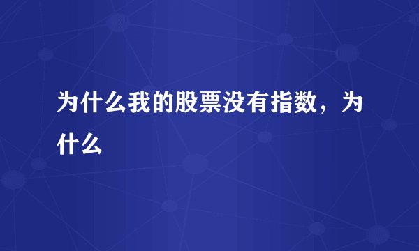 为什么我的股票没有指数,为什么