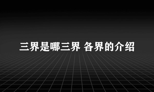 三界是哪三界 各界的介绍