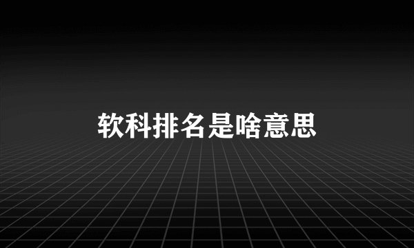 软科排名是啥意思