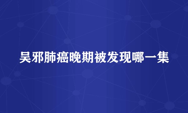 吴邪肺癌晚期被发现哪一集