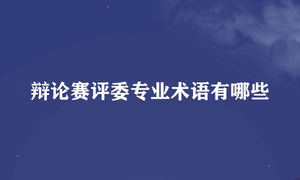 辩论赛评委专业术语有哪些