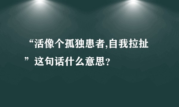 “活像个孤独患者,自我拉扯”这句话什么意思？