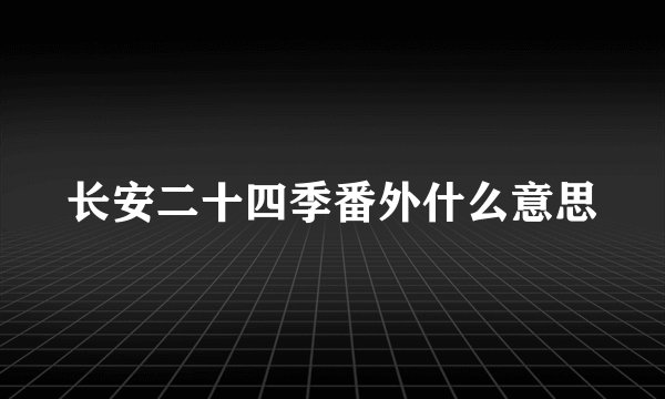 长安二十四季番外什么意思