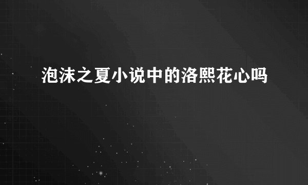 泡沫之夏小说中的洛熙花心吗