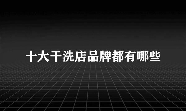 十大干洗店品牌都有哪些