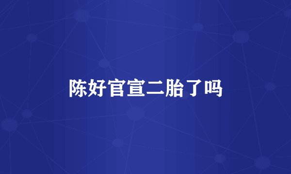 陈好官宣二胎了吗