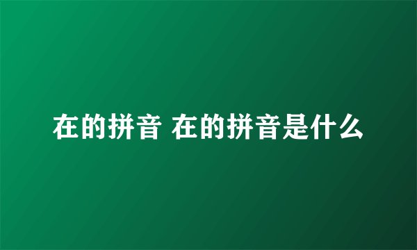 在的拼音 在的拼音是什么