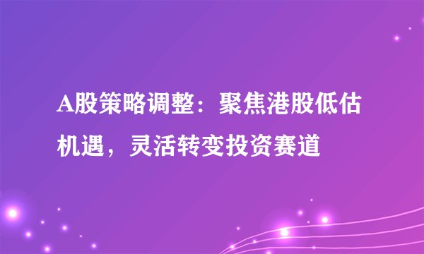 A股策略调整：聚焦港股低估机遇，灵活转变投资赛道