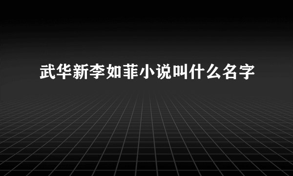 武华新李如菲小说叫什么名字