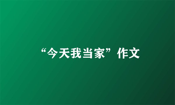 “今天我当家”作文