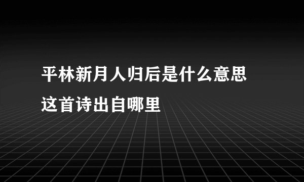 平林新月人归后是什么意思 这首诗出自哪里