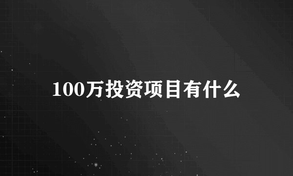 100万投资项目有什么