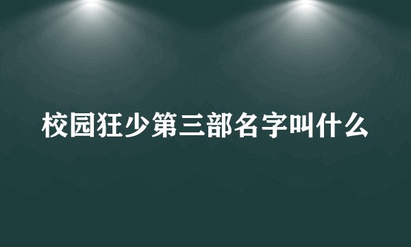 校园狂少第三部名字叫什么