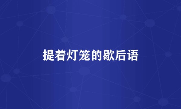 提着灯笼的歇后语