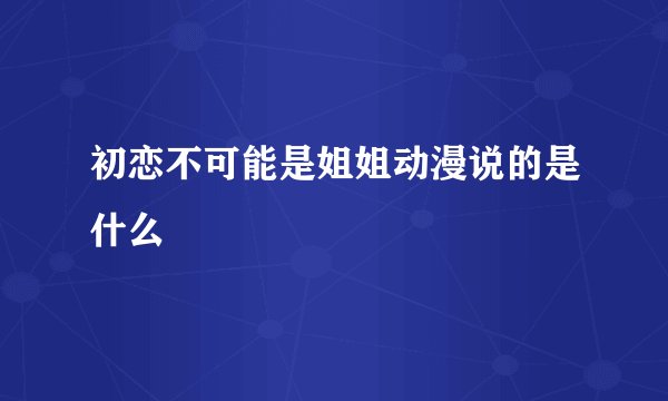初恋不可能是姐姐动漫说的是什么