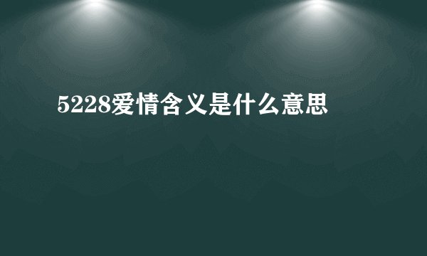 5228爱情含义是什么意思