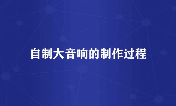 自制大音响的制作过程